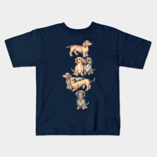 Dachshunds and Dogwood Blossoms Kids T-Shirt